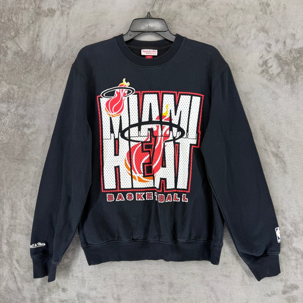 Miami Heat Mitchell & Ness Sweatshirt Mens M Black NBA Basketball EUC